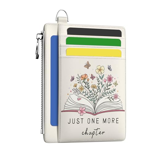 Image of Hancynir Book Lover Floral Flower Slim Wallet Women Credit Card Holder Cute RFID Blocking Small Card Wallets Mini Front Pocket PU Leather Thin Travel Zipper Coin Cash Ladies Female Wallet Gifts