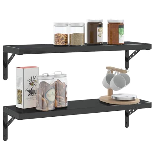 Support étagère mural acier équerre noire robuste fixation étagère lot de 4 - 5