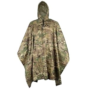 LOOGU Rain Poncho Waterproof Hooded Rain Coat Multi-Use Camo Shelter Ground Sheet for Hunting Camping Hiking
