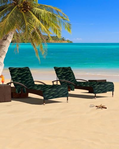 Forest Green Tree Beach Chair Cover with Side Pockets, Microfiber & Quick Dry Pool Chaise Lounge Chair Towels Covers for Sun Sunbathing Patio Garden Hotel, Spring Summer Wilderness Nature Landscape