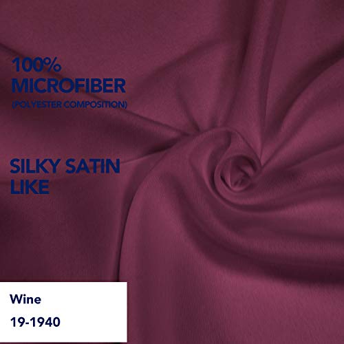 PureFit Wrap Around Ruffled Bed Skirt with Adjustable Elastic Belt - 22 Inch Drop Easy to Put On, Wrinkle Free Bedskirt Dust Ruffles, Bed Frame Cover for Twin,Twin XL and Full Size Beds, Wine