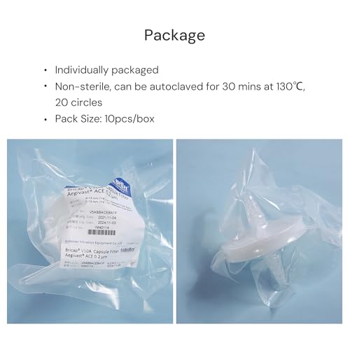 Image of PTFE Venting Filter Disc, 42mm 0.2μm, 0.24MPa Max. Pressure@25℃, 10 Pack | Hydrophobic PTFE Vent Filters, Non-sterile (Autoclavable), 1 /4 inch-3 /8 inch Stepped HB, EFA: 13.8 cm, Individually Packed