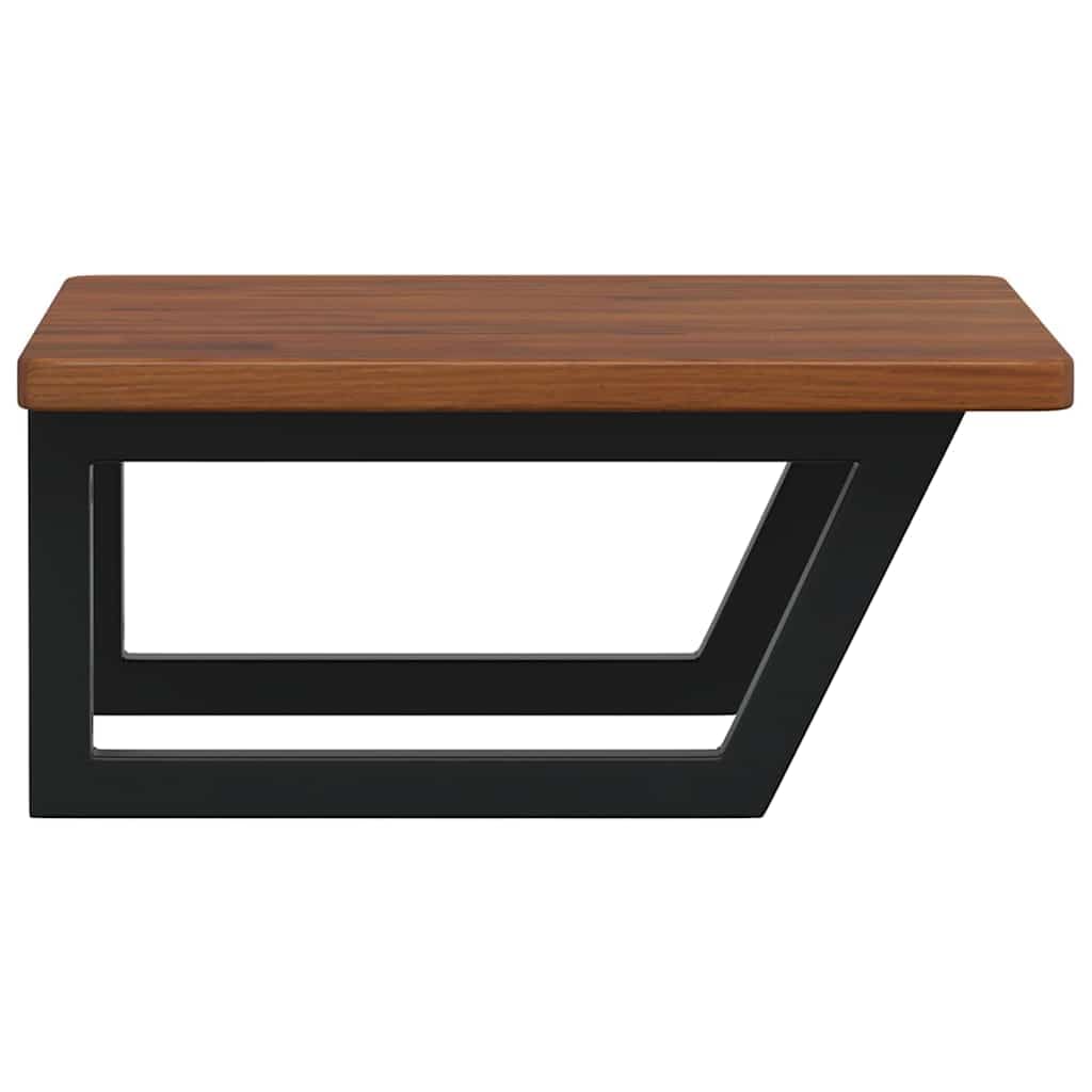 Piano lavabo in legno di rovere massiccio con supporto in acciaio, trapezoidale, 50 x 50 x 2,5 cm, portata fino a 100 kg, salvaspazio, per bagno, montaggio a parete