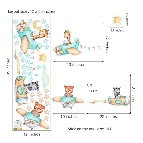 Vinilos decorativos animales y avión para habitación infantil miniatura 7
