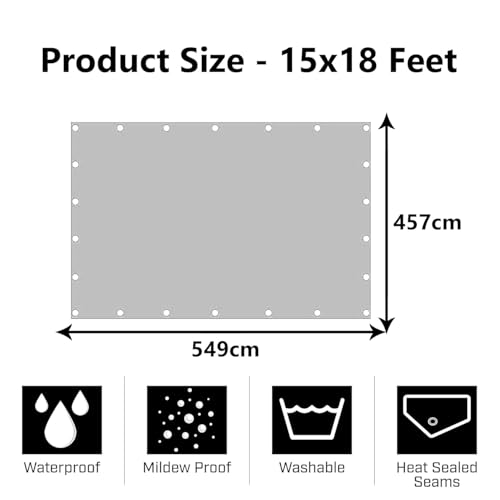 Image of Heart Home Tirpal (15x18 Feet) Waterproof Tarpaulin Sheet | 120 GSM Tadpatri | Tharpai | Thadika | Lightweight Premium Tirpal | Eco-Friendly Tent Tirpal | Yellow
