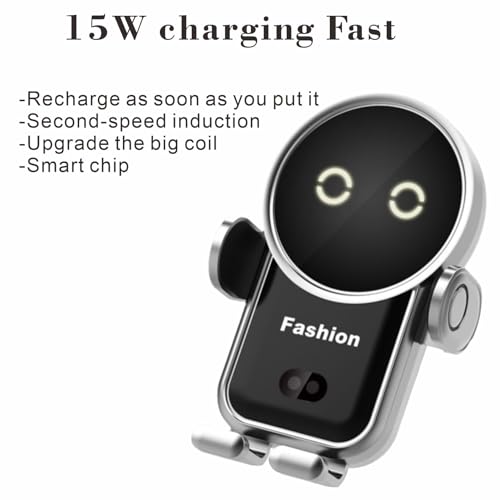 Cell Phone Holder Wireless car Charger,15W Auto Clamping Phone Holders for Your car fit for iPhone 16 15 14 13 12 Mini Pro Max 11 XR, Samsung Galaxy S24 Ultra S23 S22 S21+ Note 20 (Silver) - image 4