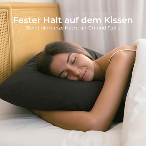 Kissenbezug 50x70 Renforcé Baumwolle (2er-Set) - Anthrazit - Dicht gewebt mit 57 Fäden/cm² - Kissenbezug 70x50 cm - Oeko Tex Zertifiziert - Dreamzie
