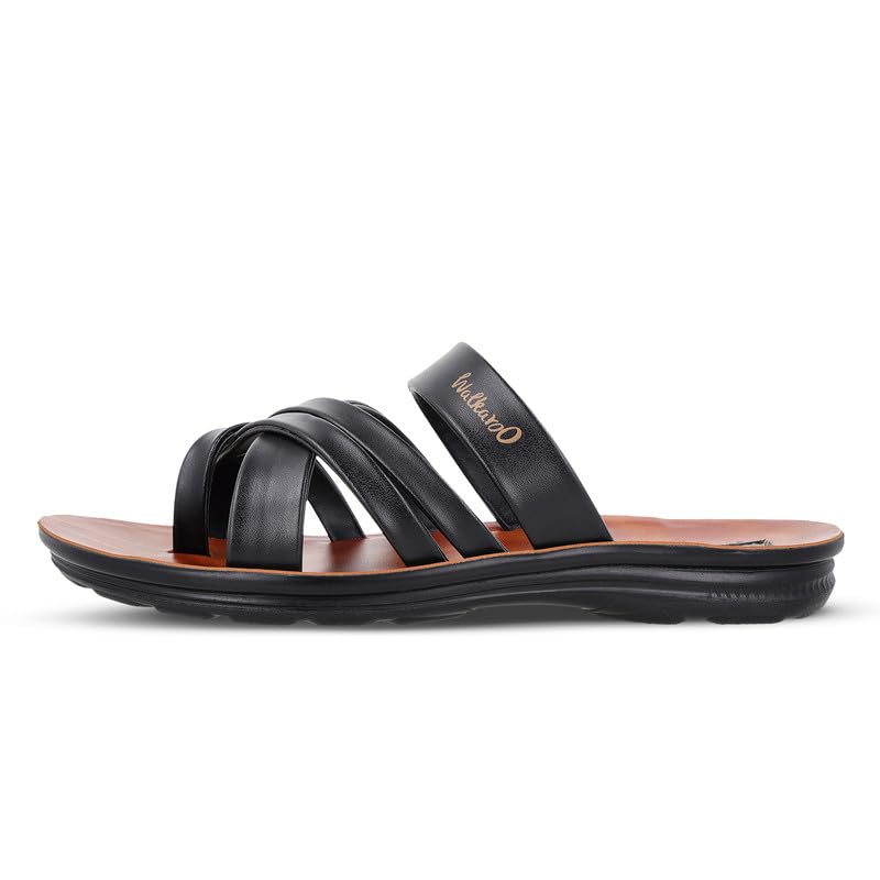 Image of WALKAROO Men's Fashion Sandals with Toe Ring, Cross Straps and Lightweight - W5687