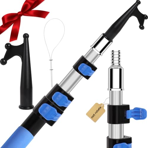 FixOasis 【 Upgrade 】 5-16ft Three-Level Telescopic Aluminum Pole Boat Hook, Made of Thick Aluminum，Covered with Oxide Film, Longer Life, Sturdy and Durable,for Docking Push-Pull Boat Accessorie