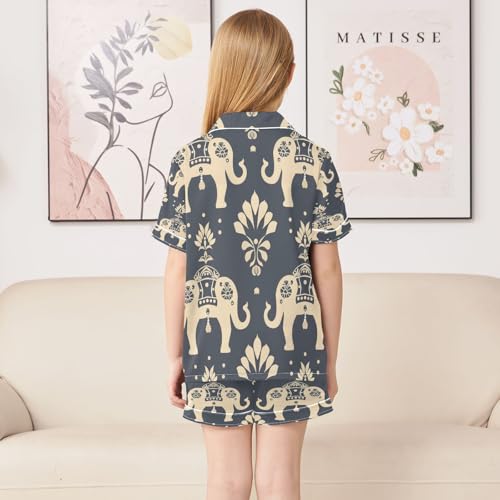 senya Pajama Sets Silky Button Down Nightwear Sleepwear Size 5-14 Years Grey Elephant4