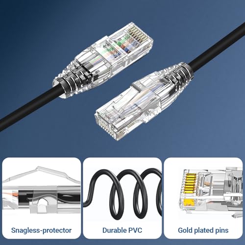Cable Patch Cat6a 0.5ft Paquete 24 unidades RJ45 miniatura 6