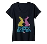 Photo Gallery lite-brite hoppy easter maglietta con collo a v Photo Gallery lite-brite hoppy easter maglietta con collo a v