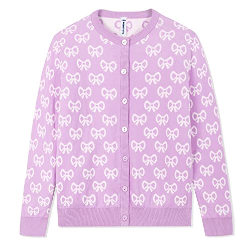 Image of BOBOYOYO Girls Cute Cardigan Cotton Girls Button Up Sweater Knit Jacket | Long Sleeve Crew Neck Kawaii Clothes for Casual School Wear