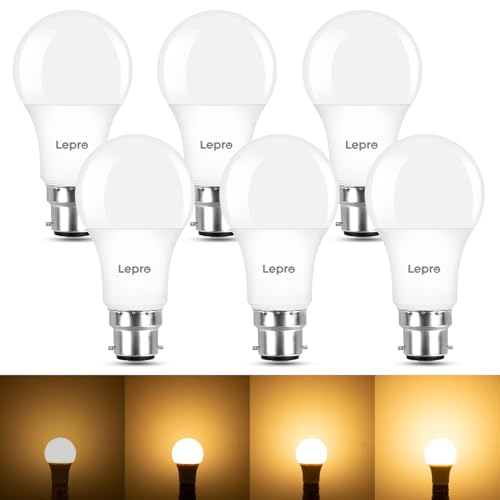 Lepro Dimmable Bayonet Light Bulb, 60W Equivalent, Warm White 2700K, 7W 800 Lumen Light Bulbs Bayonet, BC A60 GLS Energy Saving B22 LED Bulb, Pack of