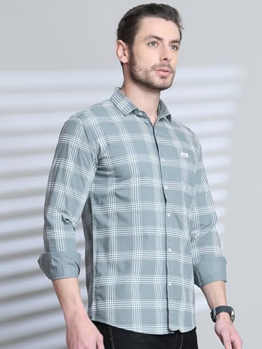 Image of Majestic Man Slim Fit Cotton Casual Check Shirt for Men