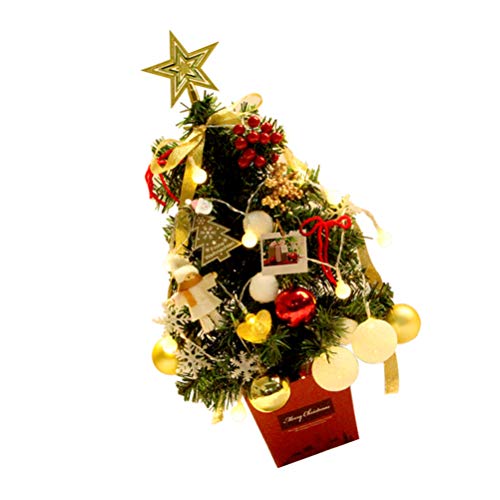 Toyvian Tabletop Christmas Tree Mini Glitter Christmas Tree Tiny Sisal Tree Christmas Tree Ball Ornaments with Light for Xmas Holiday Table Top Desk Decoration 50cm