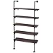 Scaffale libreria HWC-C45 Metallo Legno di paulonia 5 Ripiani 28x80x165cm Marrone