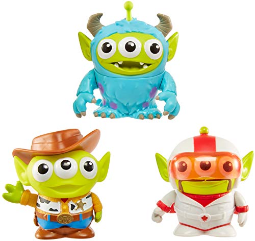 Mattel Toy Story 4 Alien Remix 3-Pack Duke Caboom, Sulley & Woody 3-in Mashup Character Figures in a Pizza Box Package, Toy Story 4 Movie Collector Toys, Gift Ages 6 Years & Up