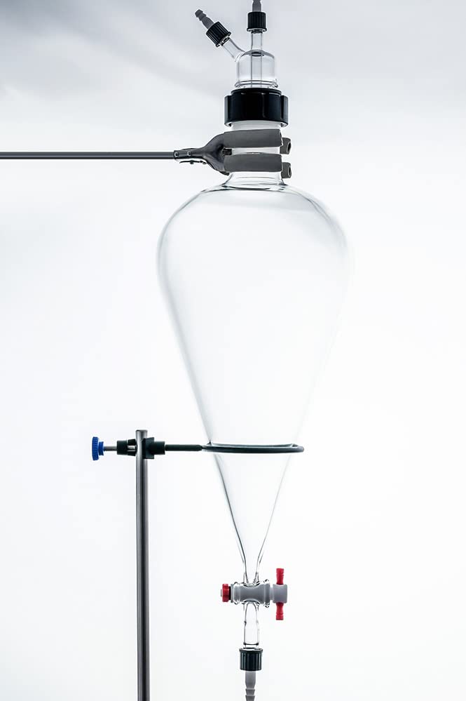 Separatory Funnel. 45/50 Laboratory Immiscible Separator. Glassware with Stopcock. Made in USA (2 Liter Funnel)