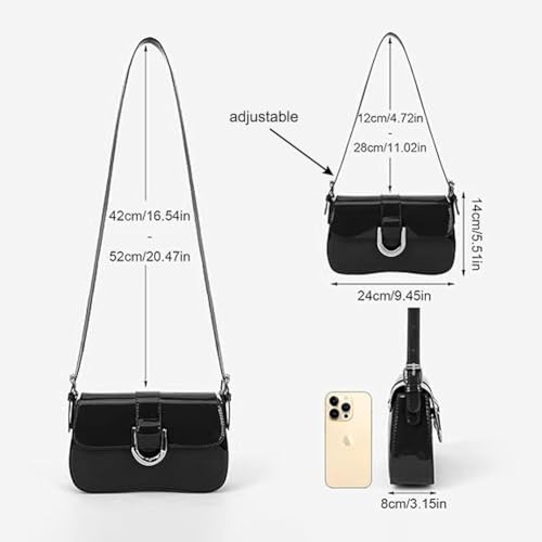 Image of Womens Shoulder Bag, Womens Crescent Shoulder Bag Y2K Crescent Purse Black Bag Shoulder Bag Small Hobo Purse
