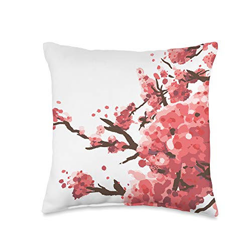 cherry blossom throw pillow