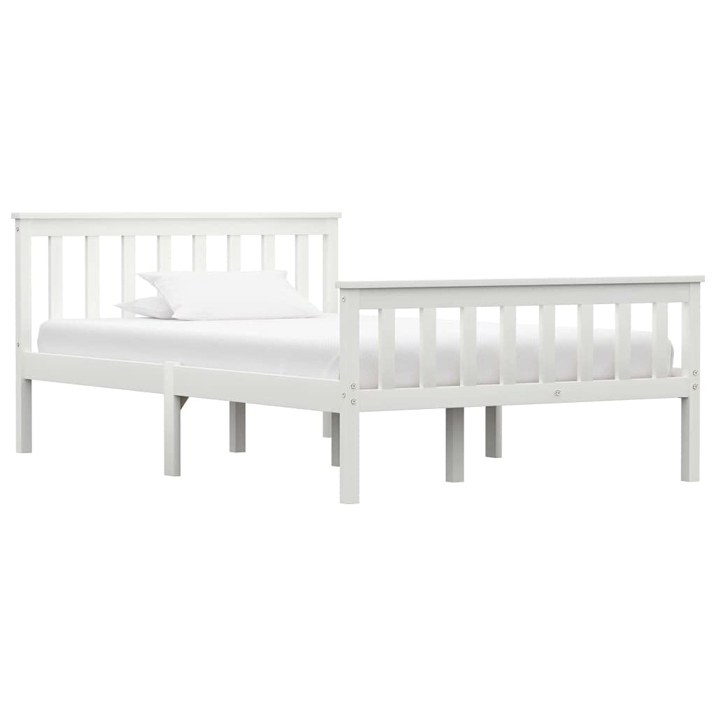 vidaXL Kiefernholz Massiv Bettgestell Bett Massivholzbett Holzbett Doppelbett Futonbett Bettrahmen Lattenrost Schlafzimmer Weiß 120x200cm