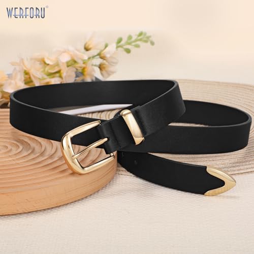 WERFORU Women Belt Fashion Leather Waist Belt for Pants Jean Women Leather Belts with Gold Buckle 5