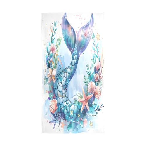 ALAZA Flower Mermaid Starfish Seashell Chiffon Silk Long Scarf Shawl Wrap2