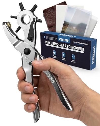 Pince perforatrice pour cuir, ceinture, tissu et papier - Pince perforatrice Revolver Ø 2 à 4,5 mm - Pince perforatrice de ceinture pour le travail du cuir,...