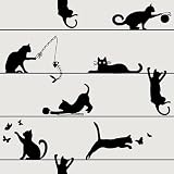 TOARTi Black Cats Wallpaper for Kids Room Funny Black Cat Contact Paper Peel and Stick Cats Wallpaper for Bedroom Cat Pet Lover Gifts 3Mx0.45M(118”x17.7”)