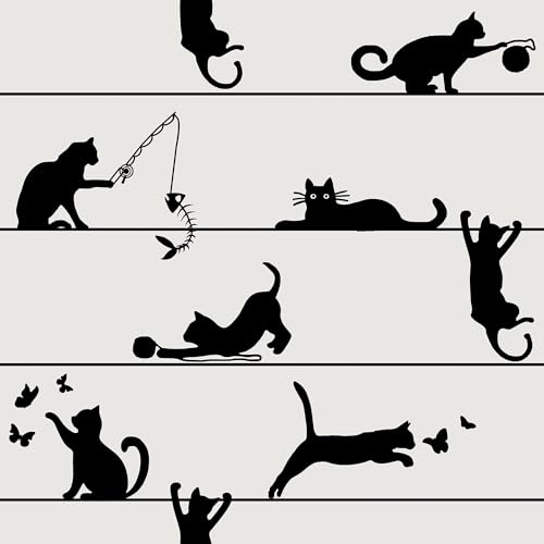 TOARTi Black Cats Wallpaper for Kids Room Funny Cat Contact Paper Peel and Stick Cat Wallpaper for Bedroom Cat Pet Lover Gifts 3Mx0.45M(118 x17.7 )
