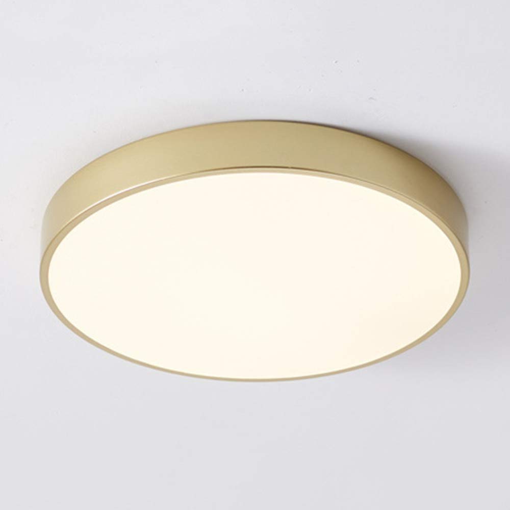 AIRUI Gold Round Ceiling Light Modern Wrought Iron LED Ceiling Lamp Ultra-Thin Flush Mount Indoor Lighting for Living Room Bedroom Hallway Balcony,Warm White-60CM 60W