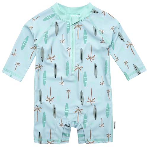 Gerber Boys’ Toddler Long Sleeve One Piece Sun Protection Rashguard Swimsuit