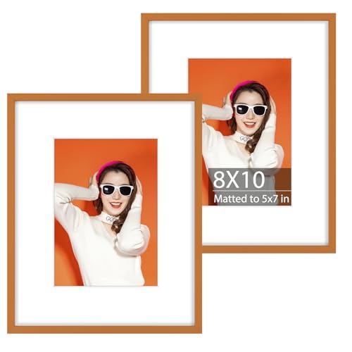 Golden State Art 2 Pack 8x10 Aluminum Picture Frame with 5x7 Mat, Orange