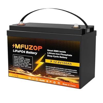 MFUZOP 12V 100Ah LiFePO4 Lithium Battery with 100A Smart BMS, Deep Cycle Marine Battery 12V, Max 1280Wh Energy, Group 31 for RVs, Vans, Trailers, Motorhomes, and Boats