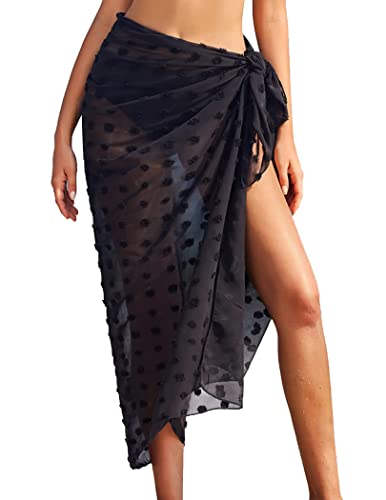 Image of Ekouaer Women Sarong Swimsuit Coverups Chiffon Long Bikini Wraps Sheer Beach Bathing Suit Cover Up