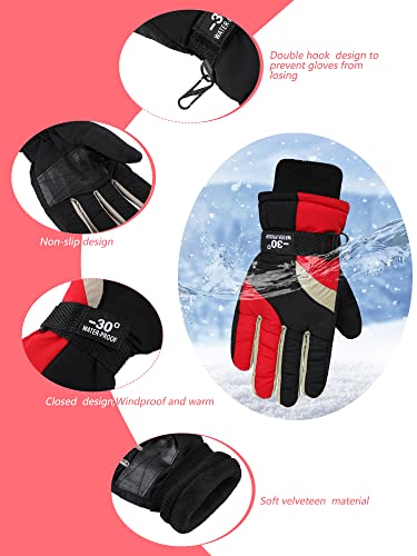 Image of SATINIOR 2 Pairs Kids Winter Snow Gloves Ski Mitten