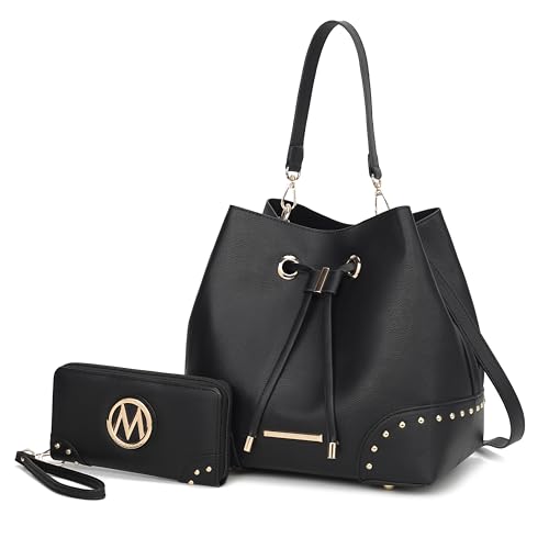 Image of MKF Collection Women's Bucket Bag With Wristlet Wallet, Vegan Leather Hobo Bag Handbag Set Crossbody Bag by Mia K