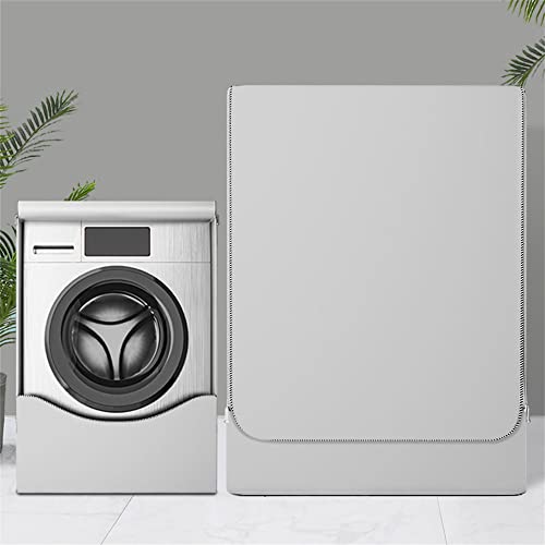 Highdi Funda de Lavadora Cubierta Impermeable, Secadoras de Carga Frontal Protector Exterior Cubierta a Prueba de Polvo Adapta a la Mayoría de Lavadoras (Gris Plata,Capacidad M: 8-10 kg)