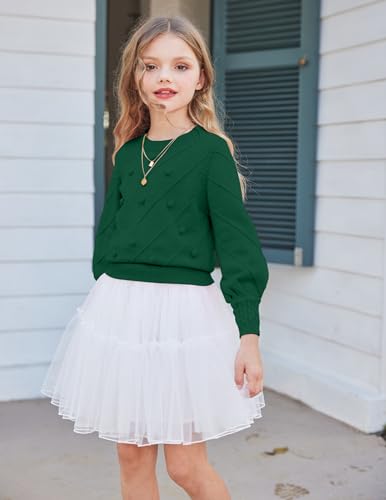 Image of Arshiner Kid Girls Crew Neck Lantern Sleeve Sweater Cute Jumper Top Pullover Outwear 5-13 Years
