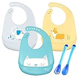 babero rigido ikea Babero silicona bebe con 2 cucharas: 3 piezas baberos de silicona con 2 cucharas, tres colores.