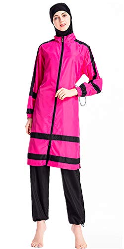 Alaysom Muslim Swimsuits for Women Modest Swimwear Beachwear with Hijab Burkini Swimming Costume Sportswear (Pink, 3XL)