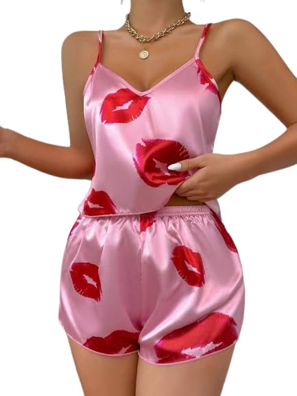 Image of Satin Flare Sexy Pajama Set,Silk Night Dress for Women, Babydoll Set for Honeymoon