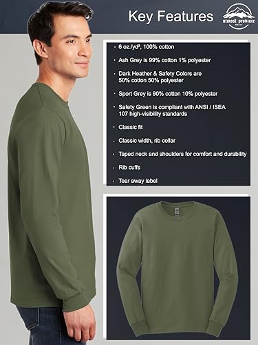 Gildan Long Sleeve T Shirts for Men - G2400 - Make Your Own Multipack (2, 3, 4, 5-Pack)4