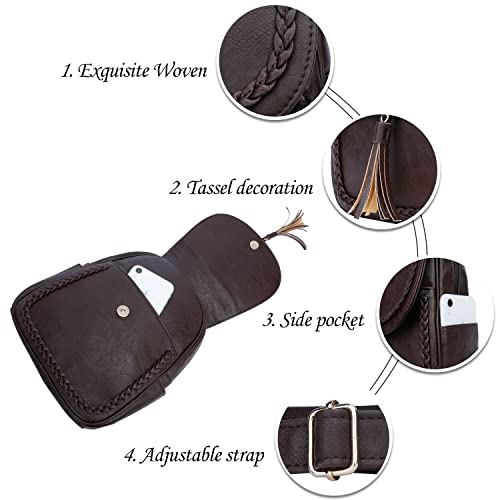 Image of KKXIU Fashion Small Synthetic Leather Backpack Purse For Women and Ladies with Tassel (Coffee)
