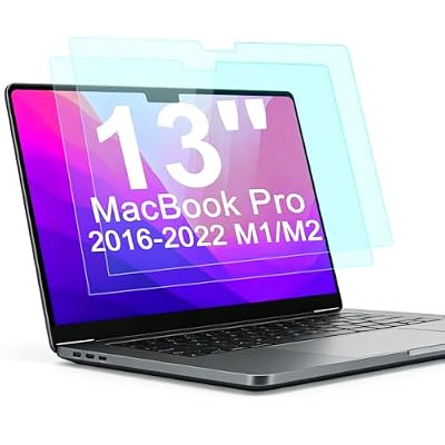 2-Pack Anti Blue Light Screen Protector for MacBook Pro 13 Inch (2016, 2017, 2018, 2019, 2020, 2021, 2022, M1, M2)), Matte Anti Glare Film Eye Protection Shield for Mac 13In, Anti-Scratch Protector