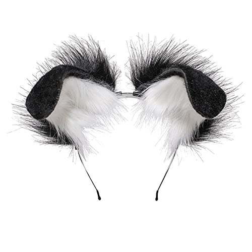 ILUFAM Dog Ears Headband Puppy Ears Hair Hoop Bendable Animal Ears Cosplay Headwear Costume Party Hair Accessories (Black)