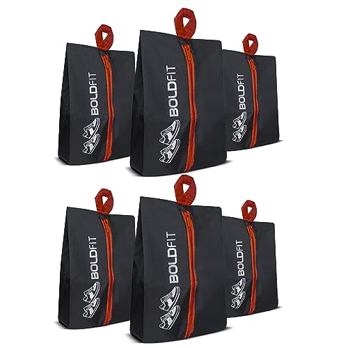 Boldfit Shoe Bag for Shoe with Zipper Organizer in Travelling Portable Shoe Cover for Dustproof Packing Shoe Bags Pouches Travel in Keeping Bag Organized Shoes Cover Vertical Shoe Bag -Pack of 6 Black