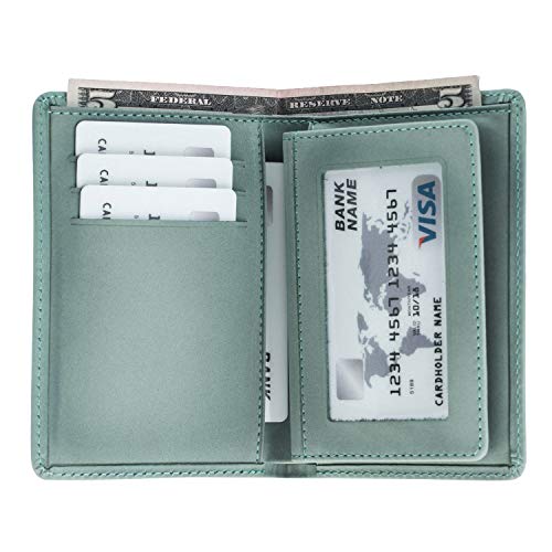 Law Enforcement Badge Wallet, All Leather, Fits Any Shape Badge with a Pin Back -Turquoise (Turquoise, Pin)4