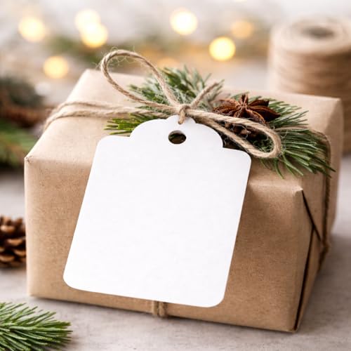 Image of CVANU 300pcs Premium Color Tag Blank Hanging with Pre-Punched Hole Tags for DIY Crafts, Gift Wrapping, Labelling & Writable Decorative Tags for All Occasions (2.85in X 1.7in) Dusty Grey
